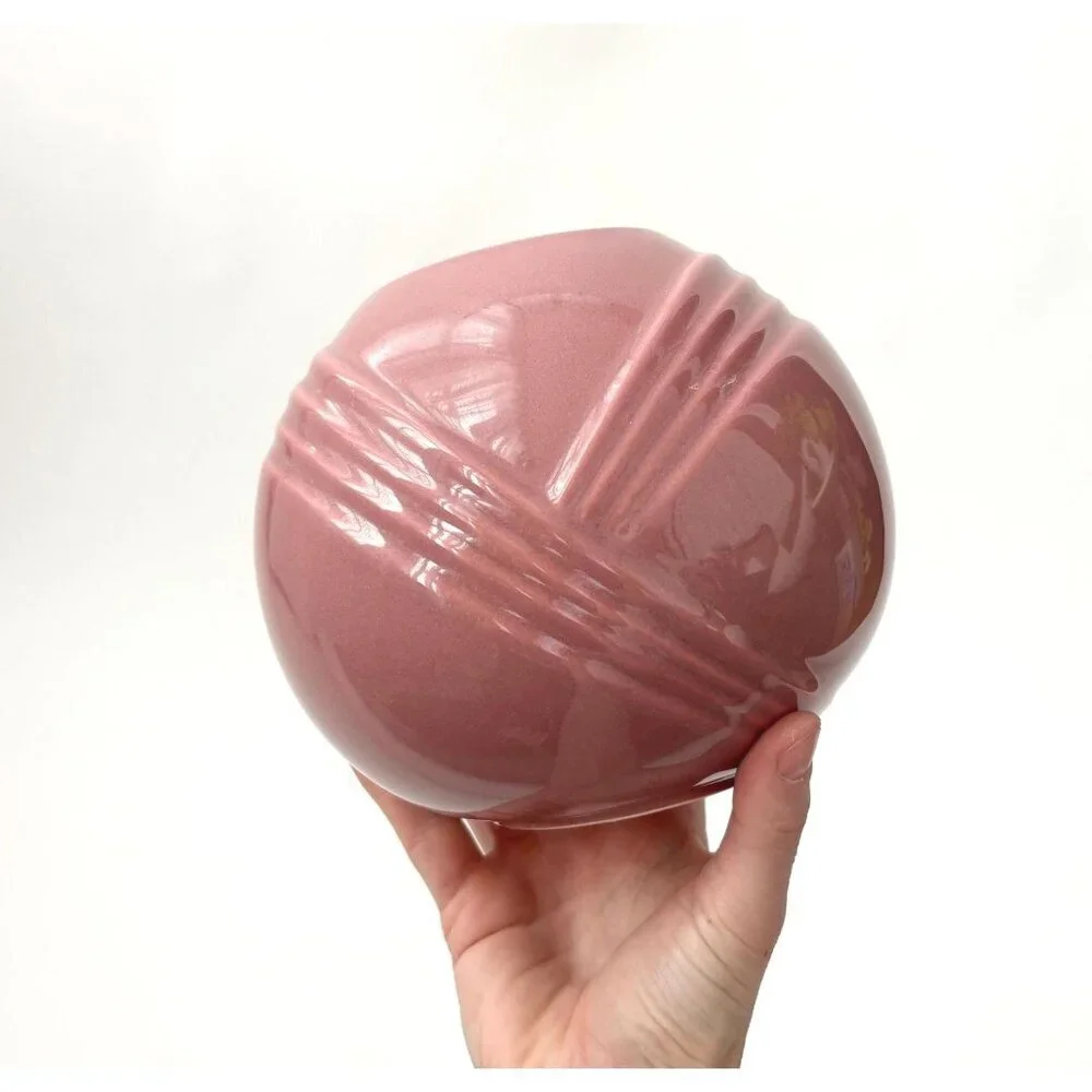 Dusty Rose Minimalist Bulbous Glazed Pottery Midcentury Modern 1980's Vase